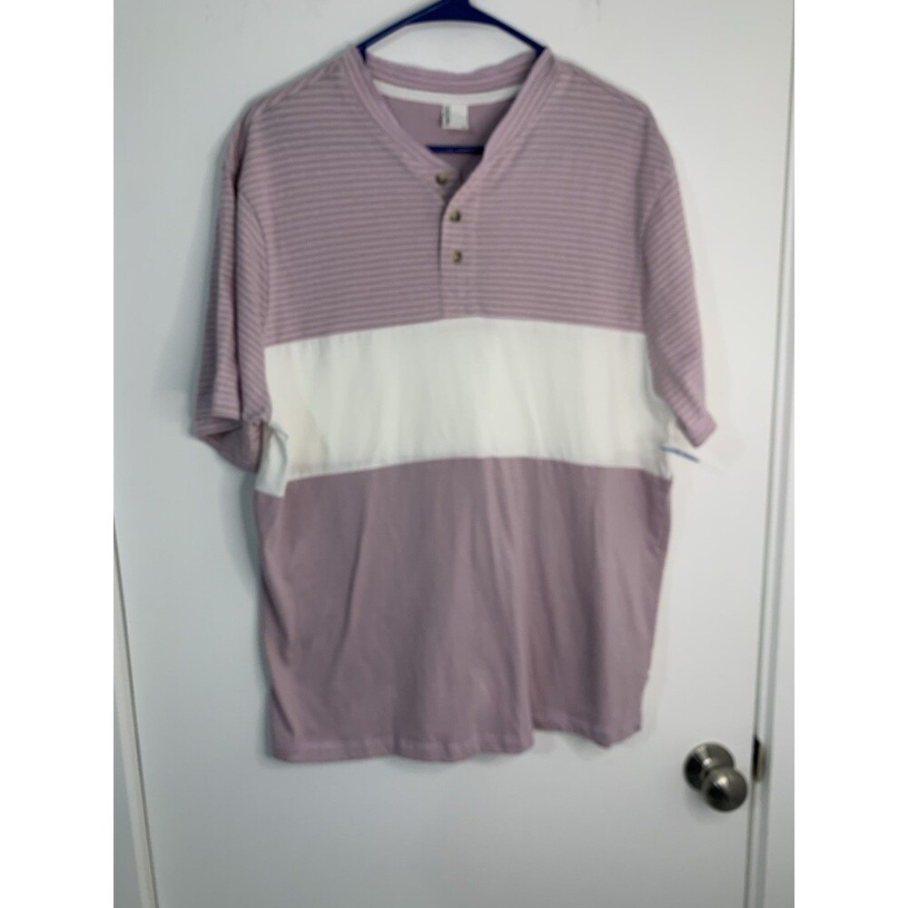 Sovereign Code men's L Multicolor Mauve Cotton Short Sleeve‎ Henley